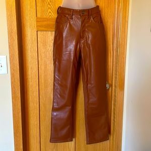 Abercrombie & Fitch leather(fake) pants. Brown w/pockets. Size 26 or 2 women’s.
